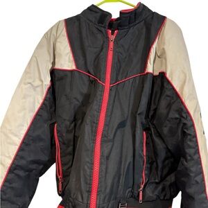 Men’s Vintage Yamaha Black and Cream Jacket with Red Trim